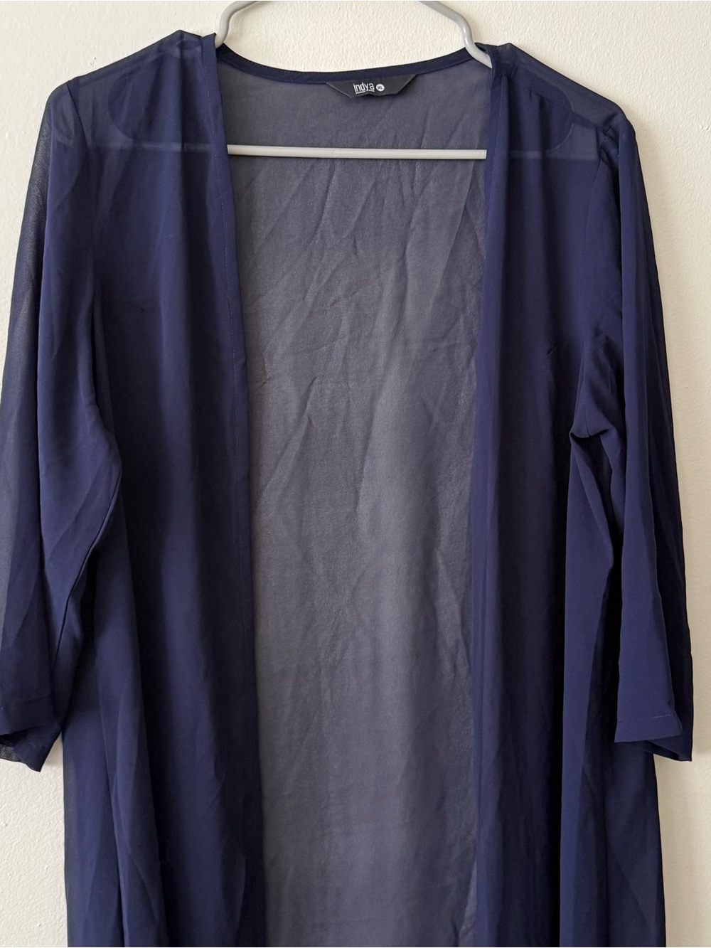 Indya Navy Sheer Open-Front Cape